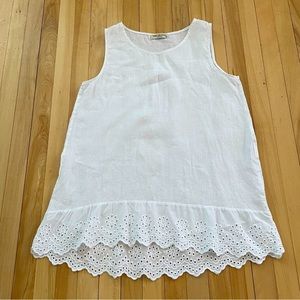 Terzo Millennio Sleeveless White Linen Top - Made in Italy - Sz S